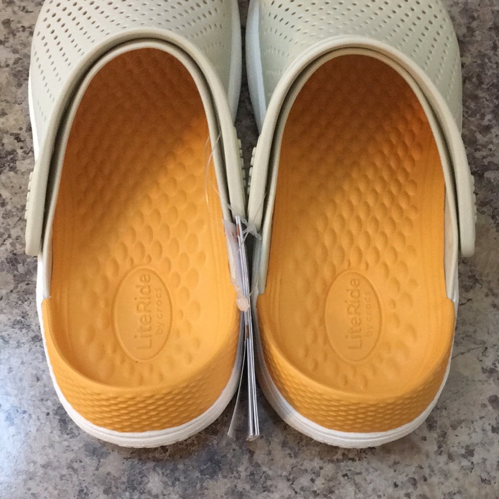 Crocs Beige / White / and Orange LiteRide Clogs - Picture 5 of 15